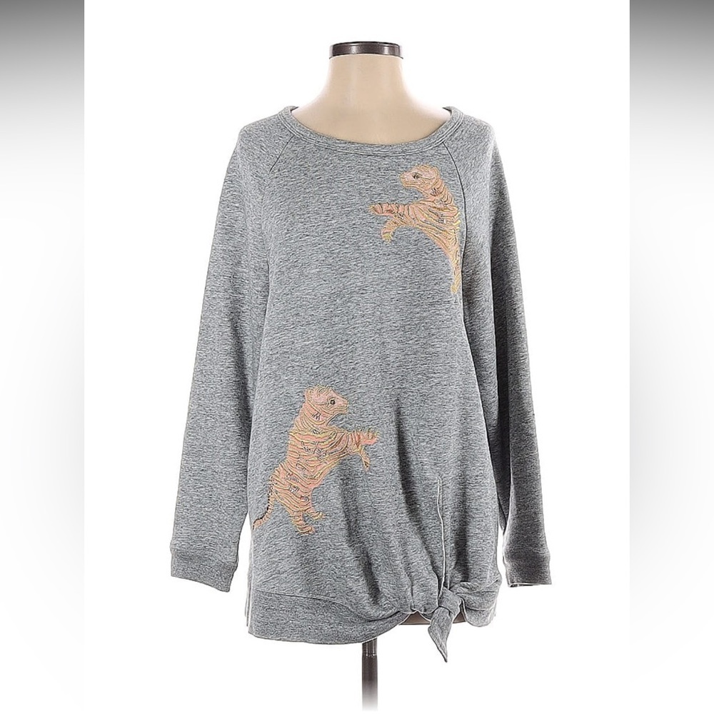 Anthropologie Akemi + Kin Grey Tiger Crew Neck Sweater XS